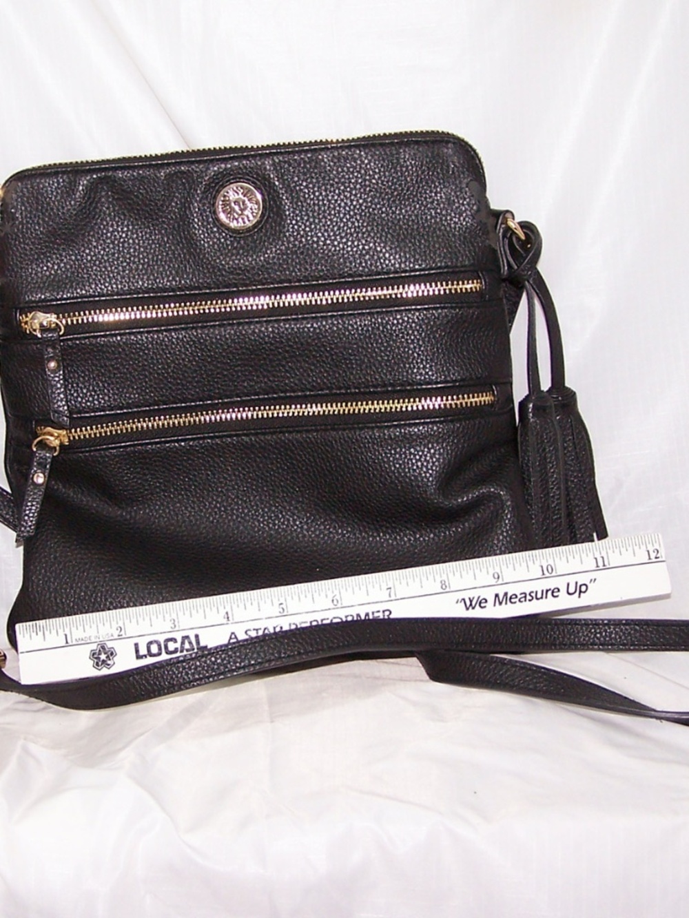 Anne Klein Traveler Crossbody Shoulder/Cross Body Purse in Saddle Black - Picture 8 of 10